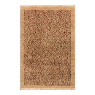 Contemporary Gabbeh Tan/Blue Wool Rug - 3'5'' X 4'9'' For Sale