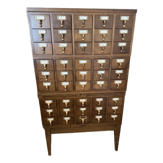 Vintage Mid Century Modern 45 Drawer Gaylord Library Card Catalog Cabinet With 2 Pull Out Shelves For Sale