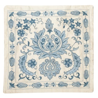 20"x20" 100% Silk Embroidered Cushion Cover. New Toss Pillow. Modern Lace Pillow For Sale