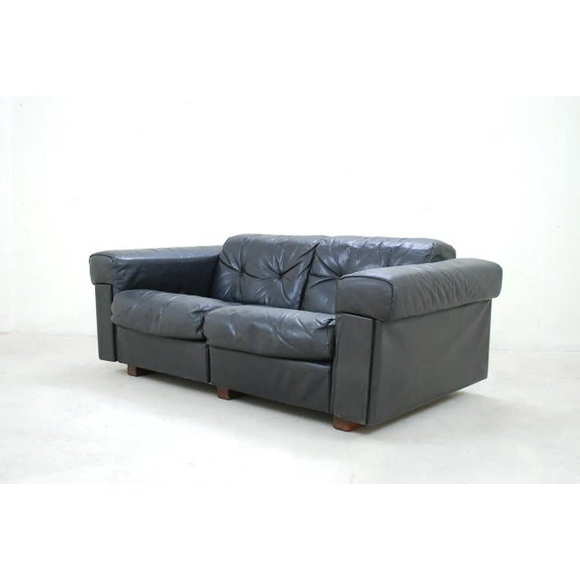 Black Leather Two-Seater Sofa from De Sede, 1970 For Sale - Image 18 of 18