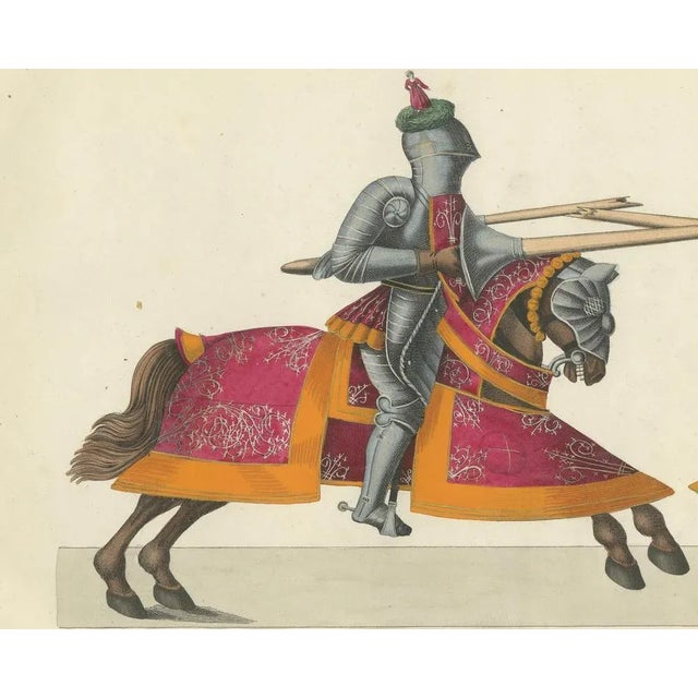 Mid 19th Century Ornate Armor and Horses in Action, 1842, Paper For Sale - Image 5 of 7