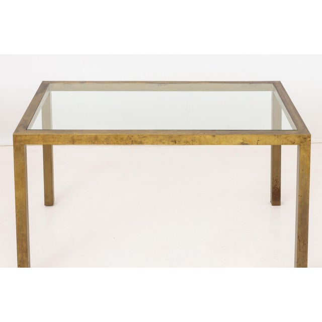 Contemporary Late 20th Century Modern Glass Top Brass Dining Table For Sale - Image 3 of 7