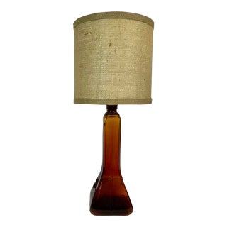 1930s Americana Art Deco Amber Glass Decanter Folk Art Table Lamp For Sale