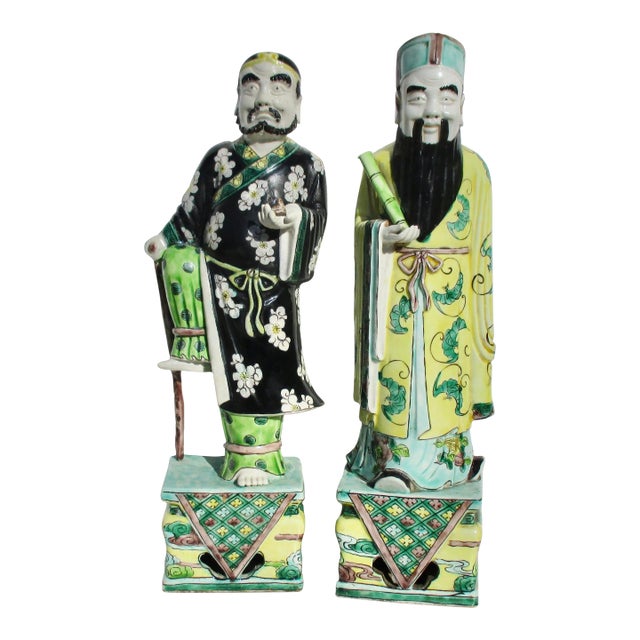Kang Xi Sancai Porcelain Figures -a Pair of 2 For Sale