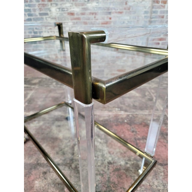 Vintage Mid Century Brass & Lucite Bar Cart For Sale - Image 9 of 12