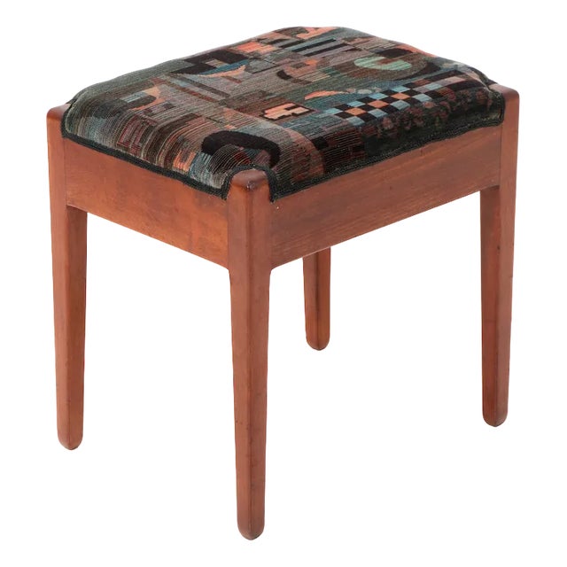 Art Deco Modernist Walnut Stool by L.O.V. Oosterbeek, 1920s For Sale