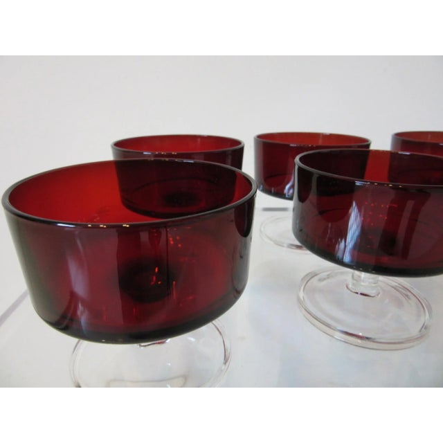 Durand Mid-Century Modern French J. G. Durand Arcoroc Ruby Dessert Glasses - Set of 6 For Sale - Image 4 of 10