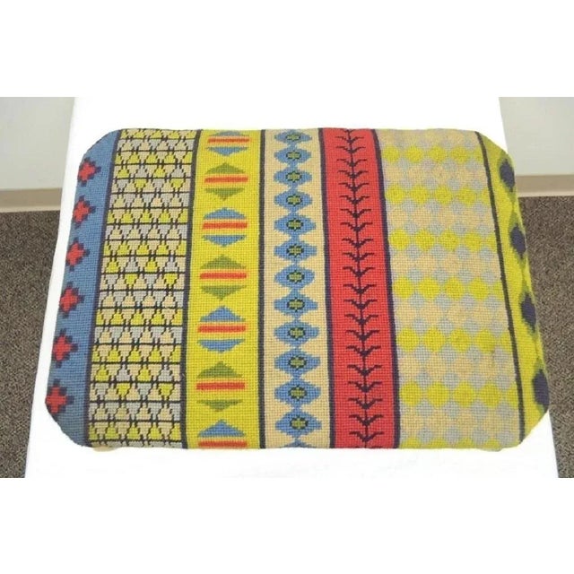 Mid 20th Century Vintage French Baroque Style Wooden Distress White Painted Footstool Ottoman For Sale In Philadelphia - Image 6 of 9