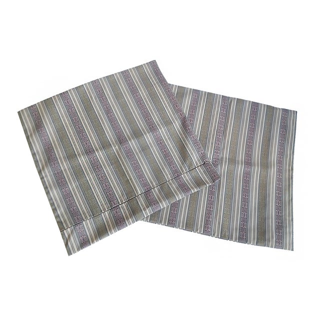 Taupe Bhutan Silk Accent Pillow, Kishuthara Weaving, 18" Square For Sale - Image 8 of 12