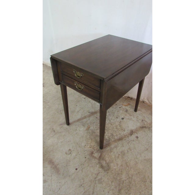 Traditional 1980s Henkel Harris Black Cherry Drop-Leaf Side Table For Sale - Image 3 of 9
