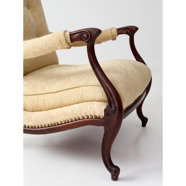 Vintage French Provincial Upholstered Lounge Chair For Sale - Image 15 of 18