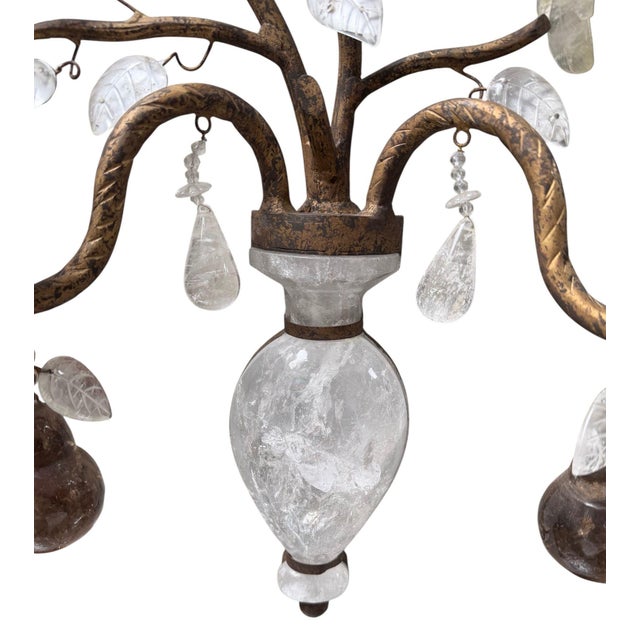 1980s 1980s French Baguès Style Rock Crystal, Smoky Quartz & Parrot Sconces - Pair For Sale - Image 5 of 10
