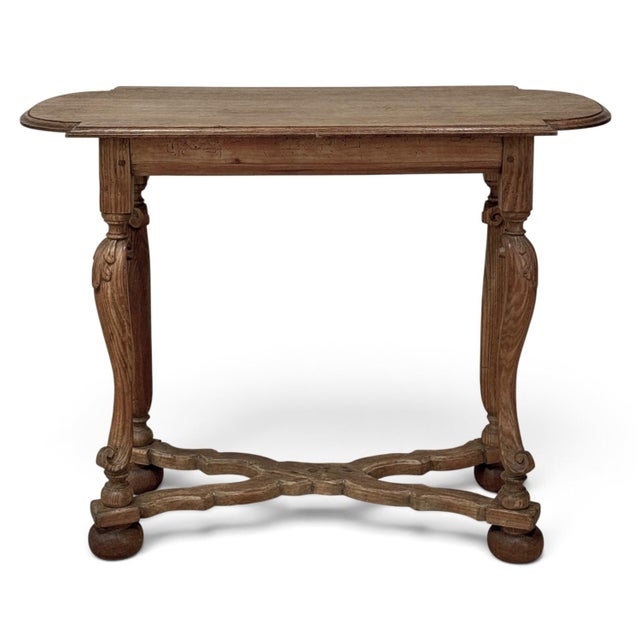 18th Century French Hand-Carved Side Table in Stripped Oak For Sale - Image 18 of 18