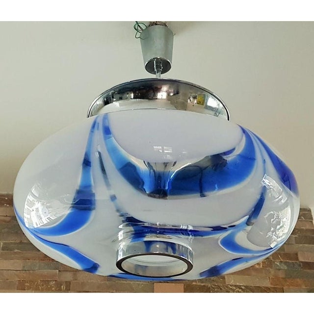 1960s Pendant Lamp in Blue Glass and Chrome from Mazzega, Italy, 1960s For Sale - Image 5 of 18