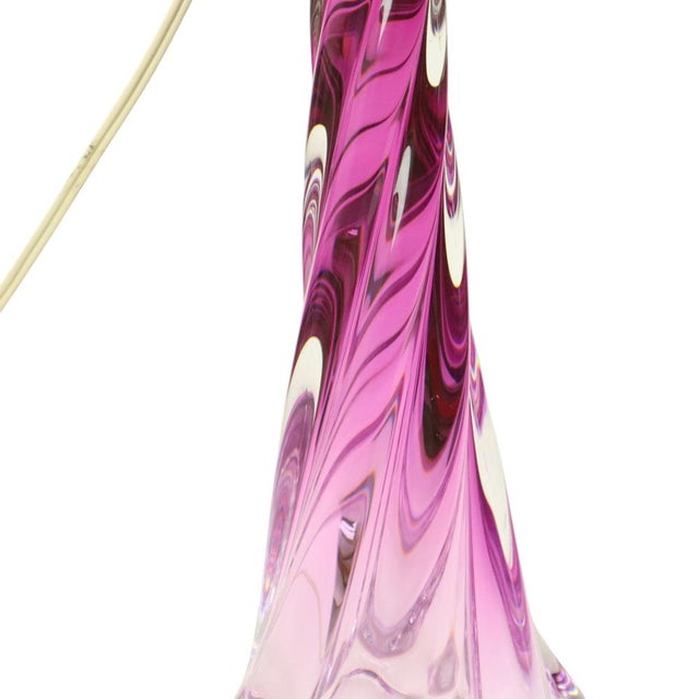 Pink Purple Crystal Table Lamp from Val Saint Lambert, 1960s For Sale - Image 8 of 15