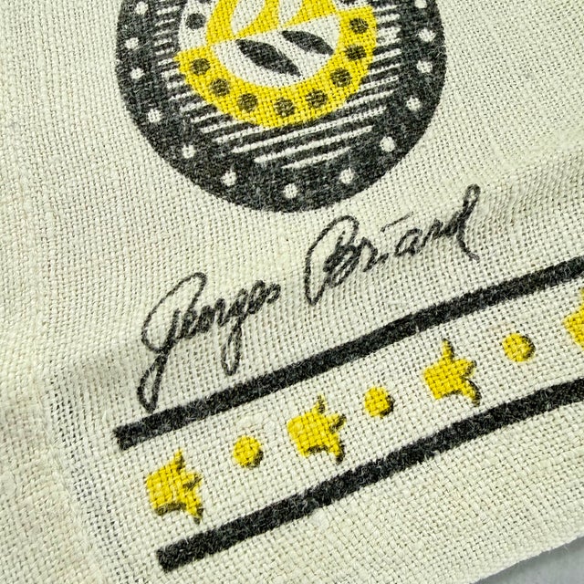 Mid-Century Modern Mid-Century Era Georges Briard Lion Print Silkscreened Linen Tea Towel For Sale - Image 3 of 10
