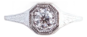 Mid 20th Century 14k White Gold Orchard Diamond Engagement Ring, Size 6