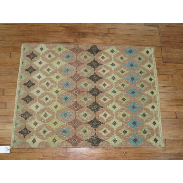 Pair of Turkish Deco Scatter Size Vintage Rugs - 3' x 4' For Sale In New York - Image 6 of 6