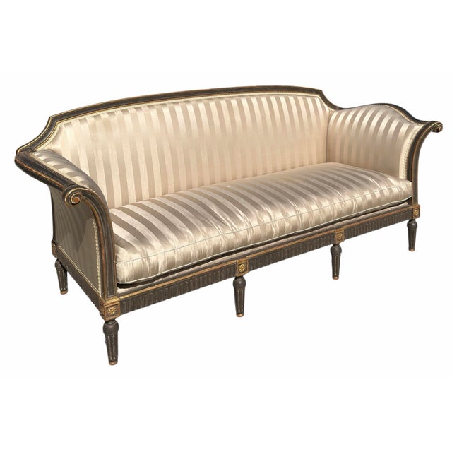 French Dennis and Leen Ebonized and Giltwood Settee For Sale - Image 3 of 11