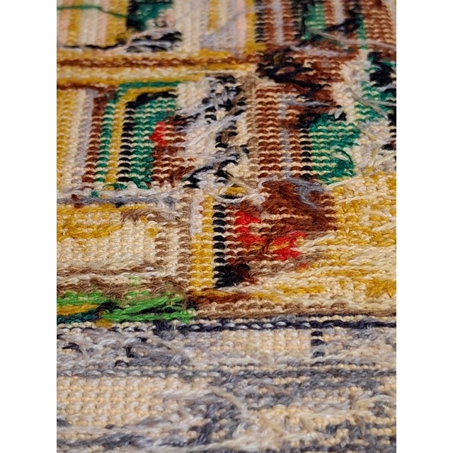 Cream Vintage Mid Century Cross Stitch Needlepoint European Villa Estate Textile Art For Sale - Image 8 of 16