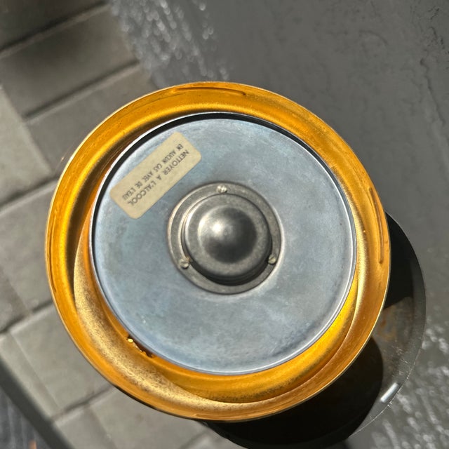 1950s Vintage French Mid-Century Modern Standing Ashtray, Black & Brass, 1950s For Sale - Image 5 of 8