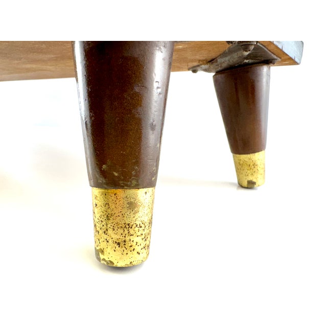 Vintage Mid-Century Modern Wood Bookcase With Brass-Capped Feet For Sale - Image 12 of 12