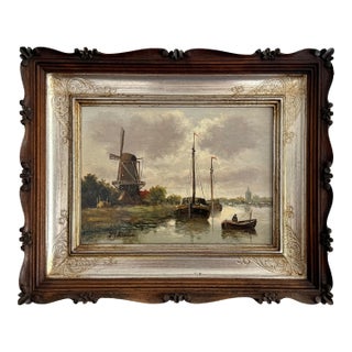 Antique Original Oil Painting, Framed signed by artist, P.J. Arent For Sale
