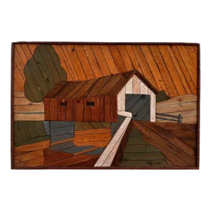 Vintage Original Theodore DeGroot Lath Folk Wall Art Signed by the Artist