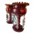 Pair of Ruby Red Glass Mantel Lustres/Hurricane Candle Holders With Crystal Prisms For Sale