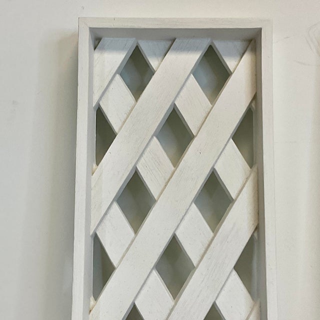 Mid-Century Boho Chic Coastal Syroco Style Lattice Candle Sconces - A Pair For Sale - Image 6 of 10