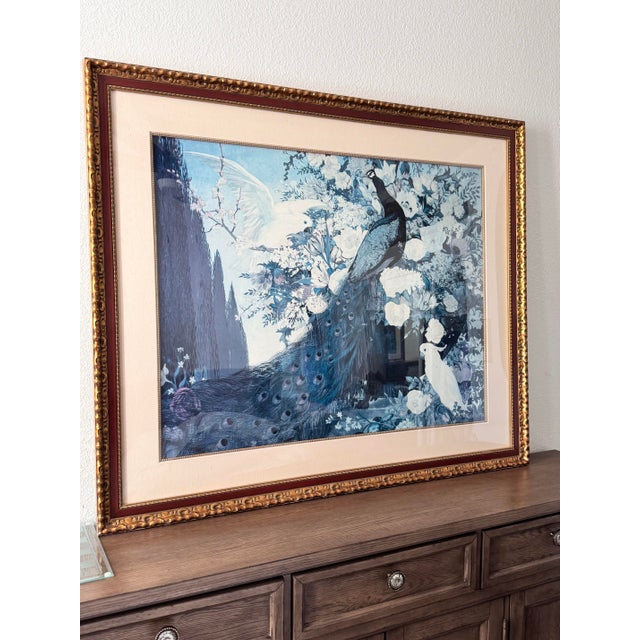 Make a spectacular design statement with this monumental, exhibition-scale vintage framed fine art print of a Peacock,...
