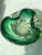 Murano Mid-Century Handblown Green and Gold & Silver Foil Sommerso Swirl Catchall For Sale - Image 4 of 10