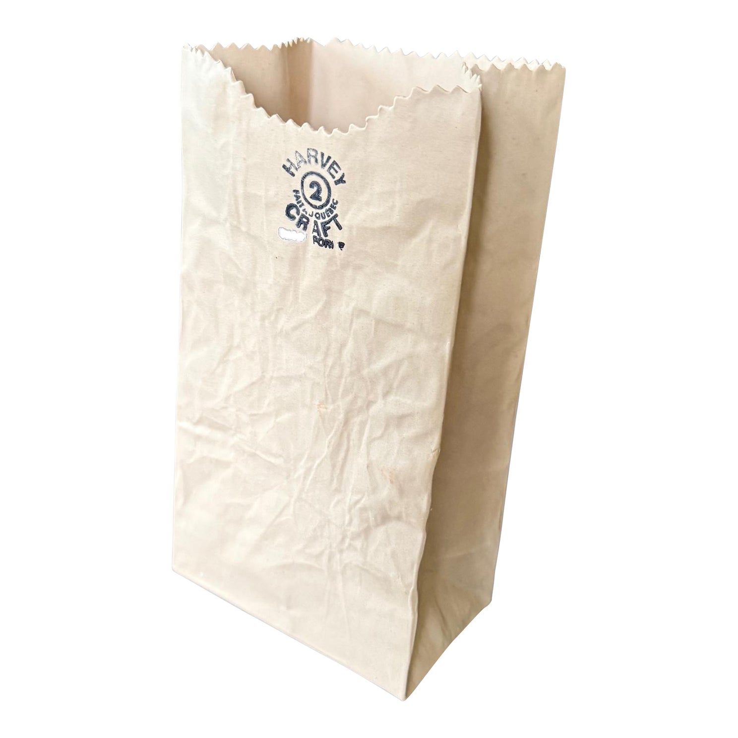 1980s Michael Harvey Ceramic Paper Bag Vase | Chairish