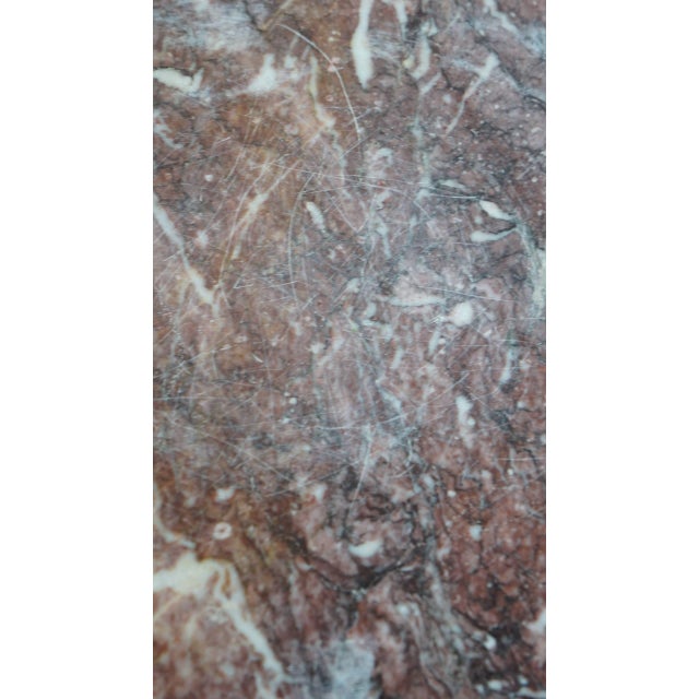 Brown Antique French Square Side Table with Wooden Frame and Marble Top, 1800s For Sale - Image 8 of 12