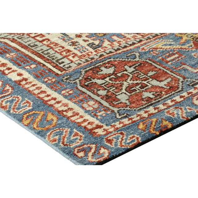Rug & Kilim’s Caucasian Style Square Rug in Blue With Geometric Medallions For Sale In New York - Image 6 of 8