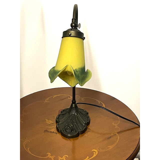 Brass & Pate de Verre Table Lamp, France For Sale - Image 4 of 11