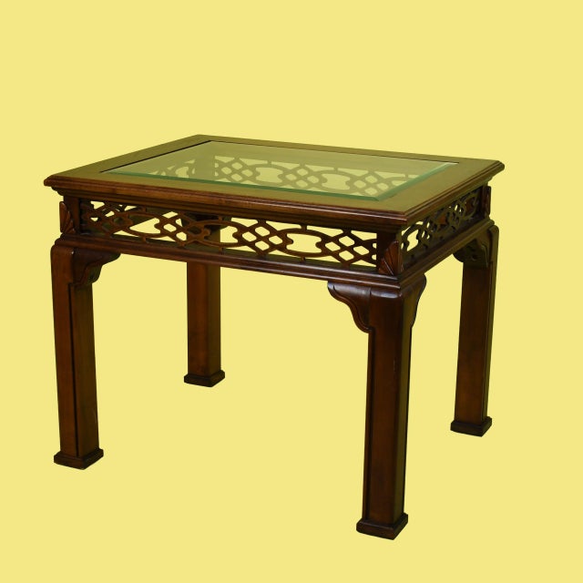Pair of Ming Style Fretwork Side Tables For Sale - Image 4 of 5