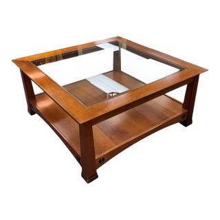 Vintage Stickley Glass Top Cocktail or Coffee Table For Sale