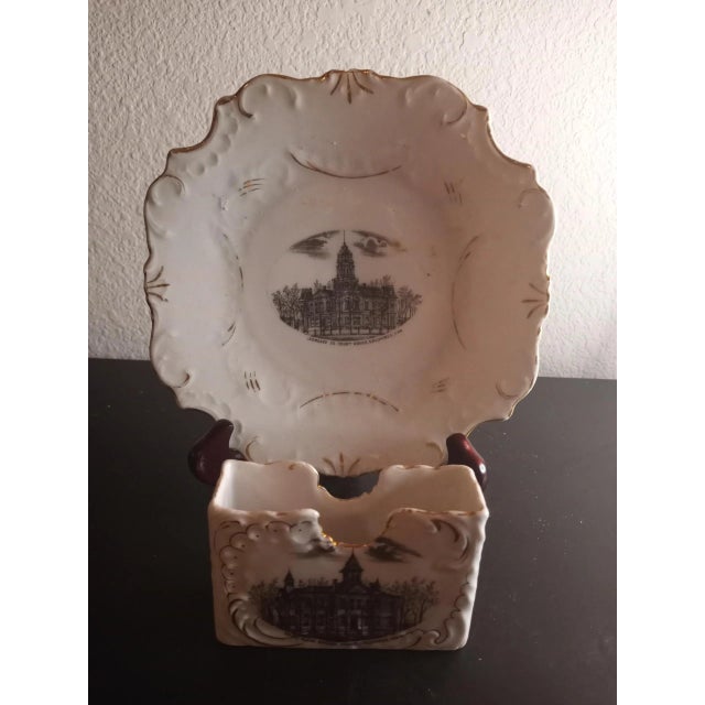 1970s 1970s Vintage Tm Grisham Porcelain Made in Germany Holder & Plate Set of 2 For Sale - Image 5 of 8