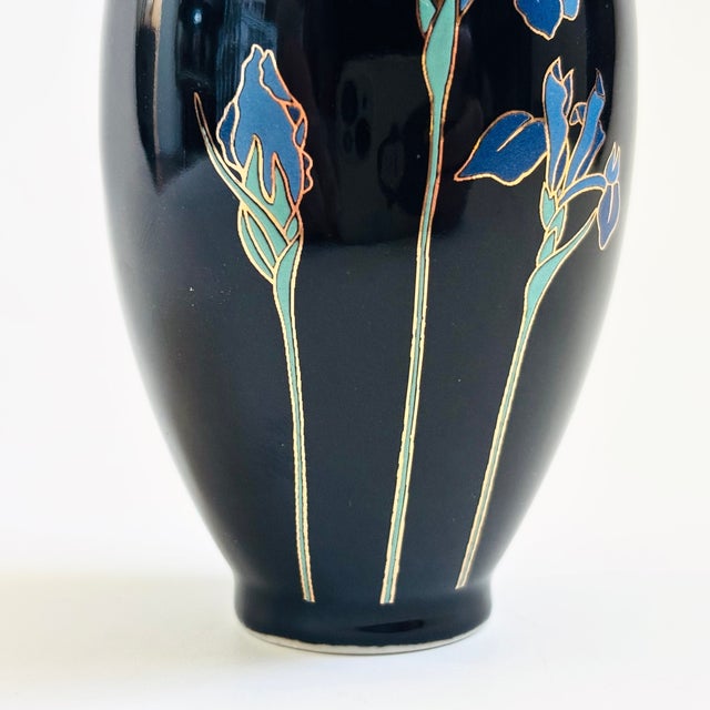 Ceramic Vintage Blue Iris Ceramic Bud Vase by Otagiri, Japan For Sale - Image 7 of 8