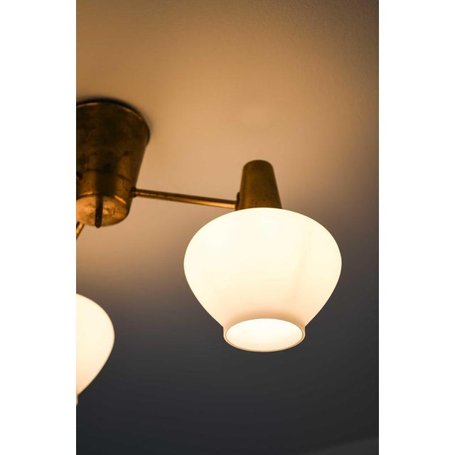 Ceiling Lamp in Brass and Opaline Glass attributed to Hans Bergström, 1940s For Sale - Image 6 of 10