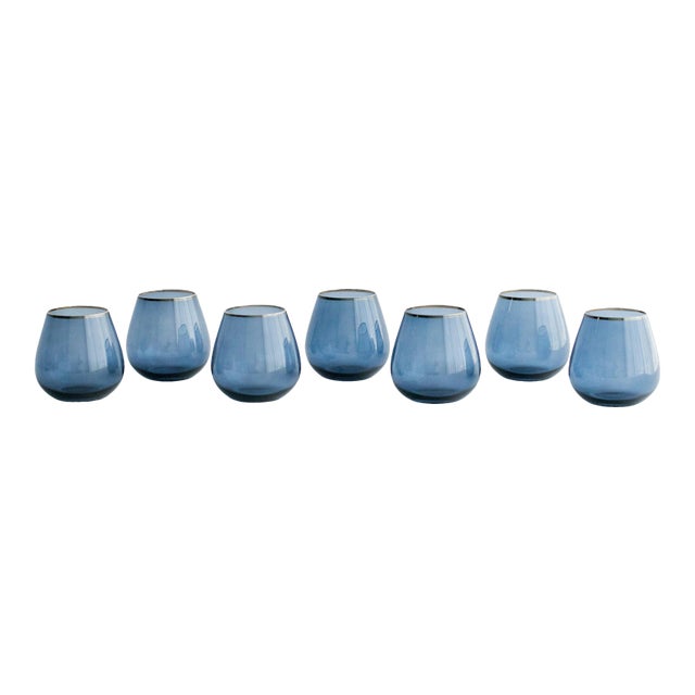 Set of 4 stemless goblets. They have a bulbous mouth and are perfect to use for water or wine.