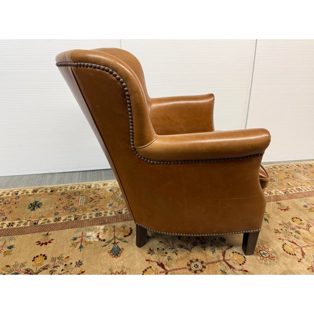 Sunrise Home Leather Wingback Armchair For Sale - Image 11 of 12