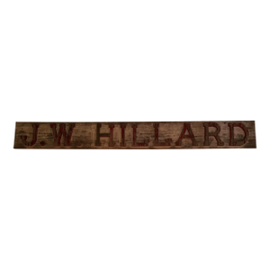 Vintage Rustic Hand-Carved “j.w. Hillard” Architectural Wood Name Sign