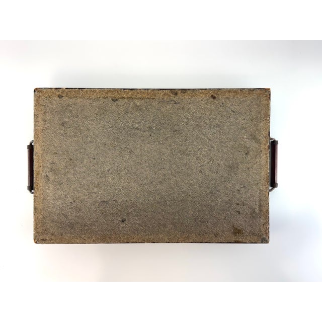 1960s English Regency Style Inlaid Mahogany Serving Tray With Greek Key Border and Wood & Brass Handles For Sale - Image 10 of 10