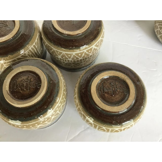 Ceramic 20th Century Narkter Pottery Art Punch Bowl Signed Set- 13 Pieces For Sale - Image 7 of 13