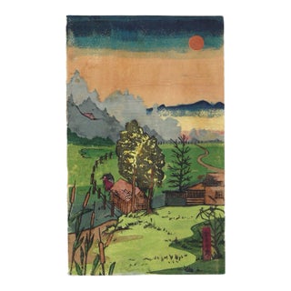 1955 John Kaneko Neighbor's Home Woodblock Print For Sale