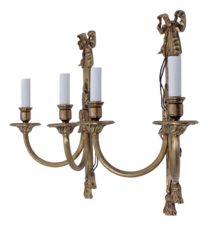 1950s Pair of French Style Brass Electric Sconces