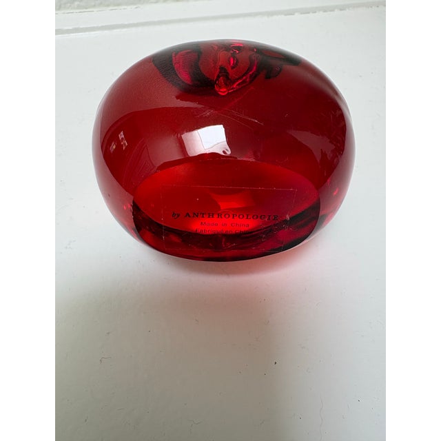 Anthropologie Vintage Anthropologie Large Glass Cherry Paperweight For Sale - Image 4 of 6