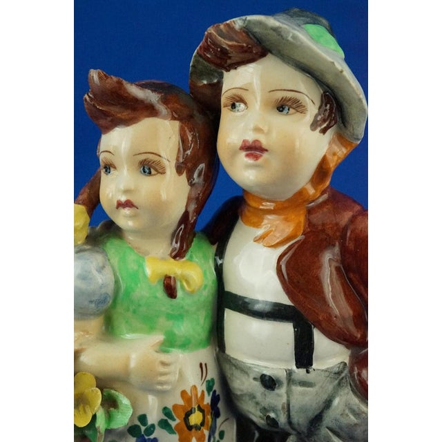 Ceramic Sculpture of a Couple of Children by Teodoro Sebelin, Nove Bassano, Italy, 1930s For Sale - Image 15 of 18